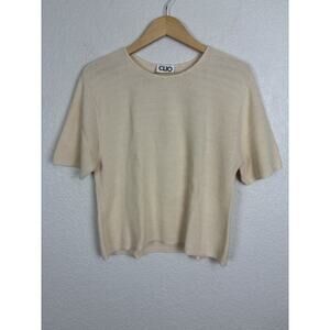Vintage CLIO Women’s Knit Sweater Top Sz Large‎ Cream Granola Girl Goblincore